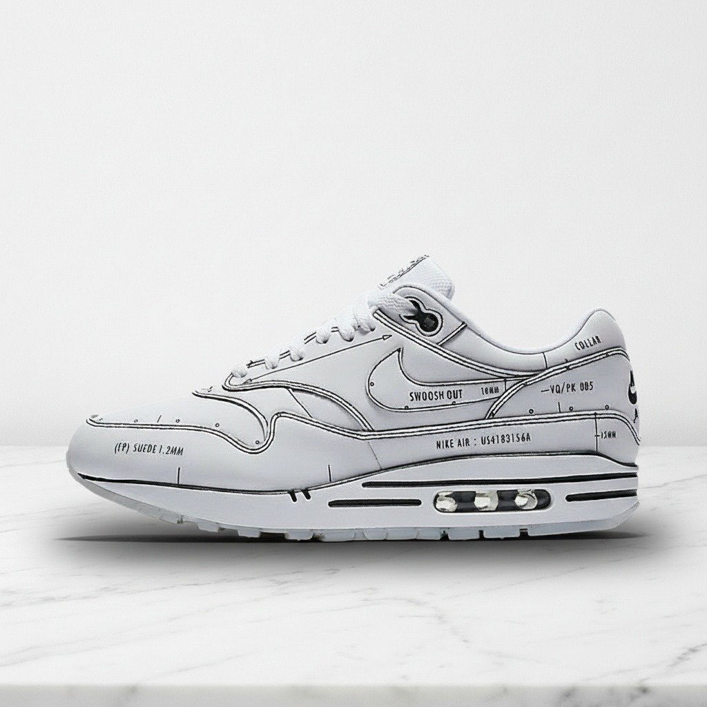 Buty damskie Nike Air Max 1 Sketch To Shelf White, wygodne sneakersy na co dzień, biało-czarne, CJ4286-100