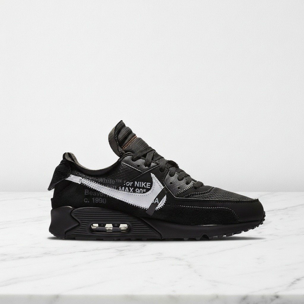 Nike Air Max 90 Off-White Black, wygodne sneakersy na co dzień, czarno-biały kolor, unisex, AA7293-001
