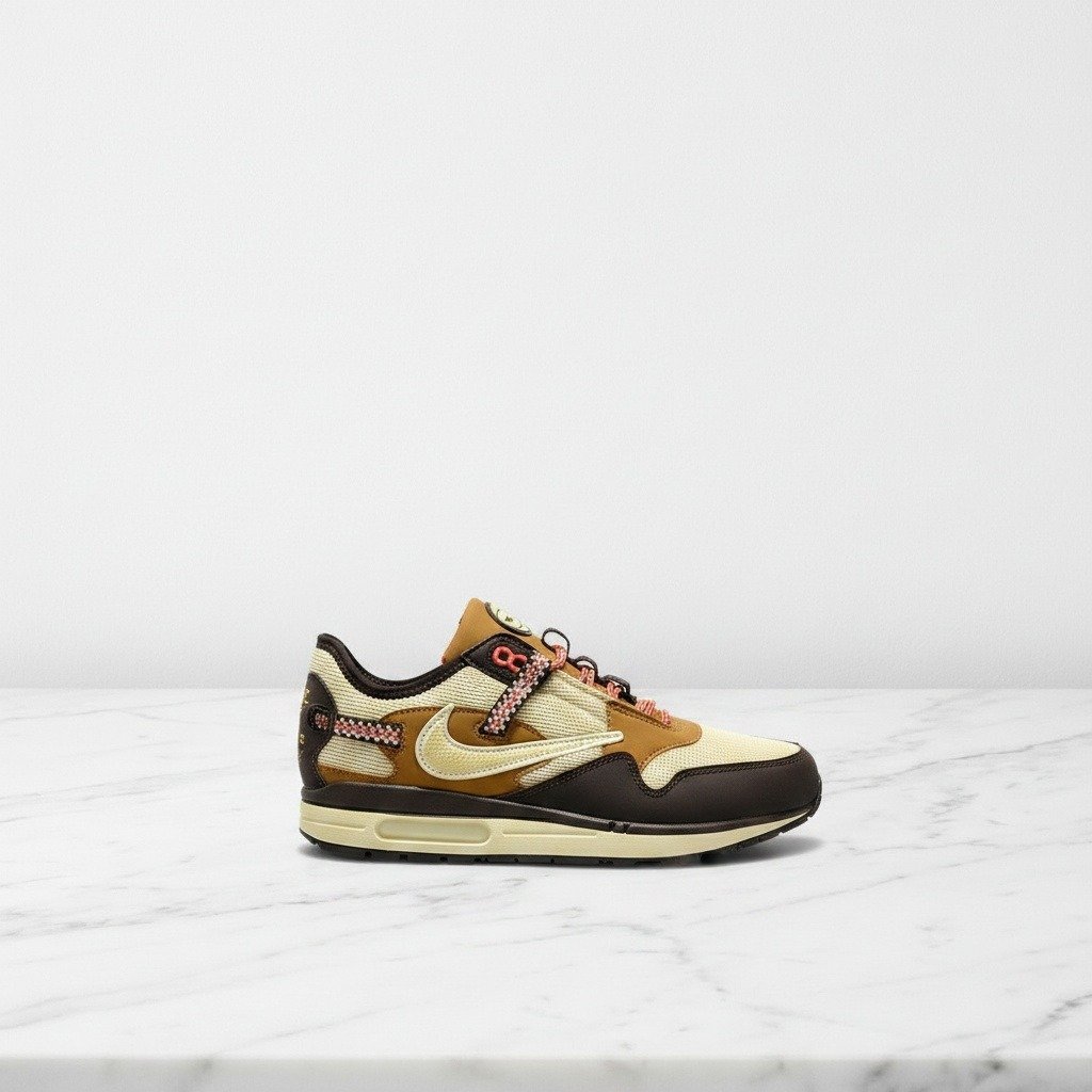 Buty Nike Air Max 1 Travis Scott Baroque Brown na co dzień, wygodna amortyzacja, brązowo beżowe, unisex DO9392-200