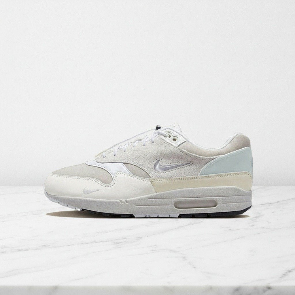 Nike Air Max 1 Hangul Day, wygodne sneakersy unisex na co dzień, biel i beż, skóra i zamsz, poduszka Max Air DZ5317-121