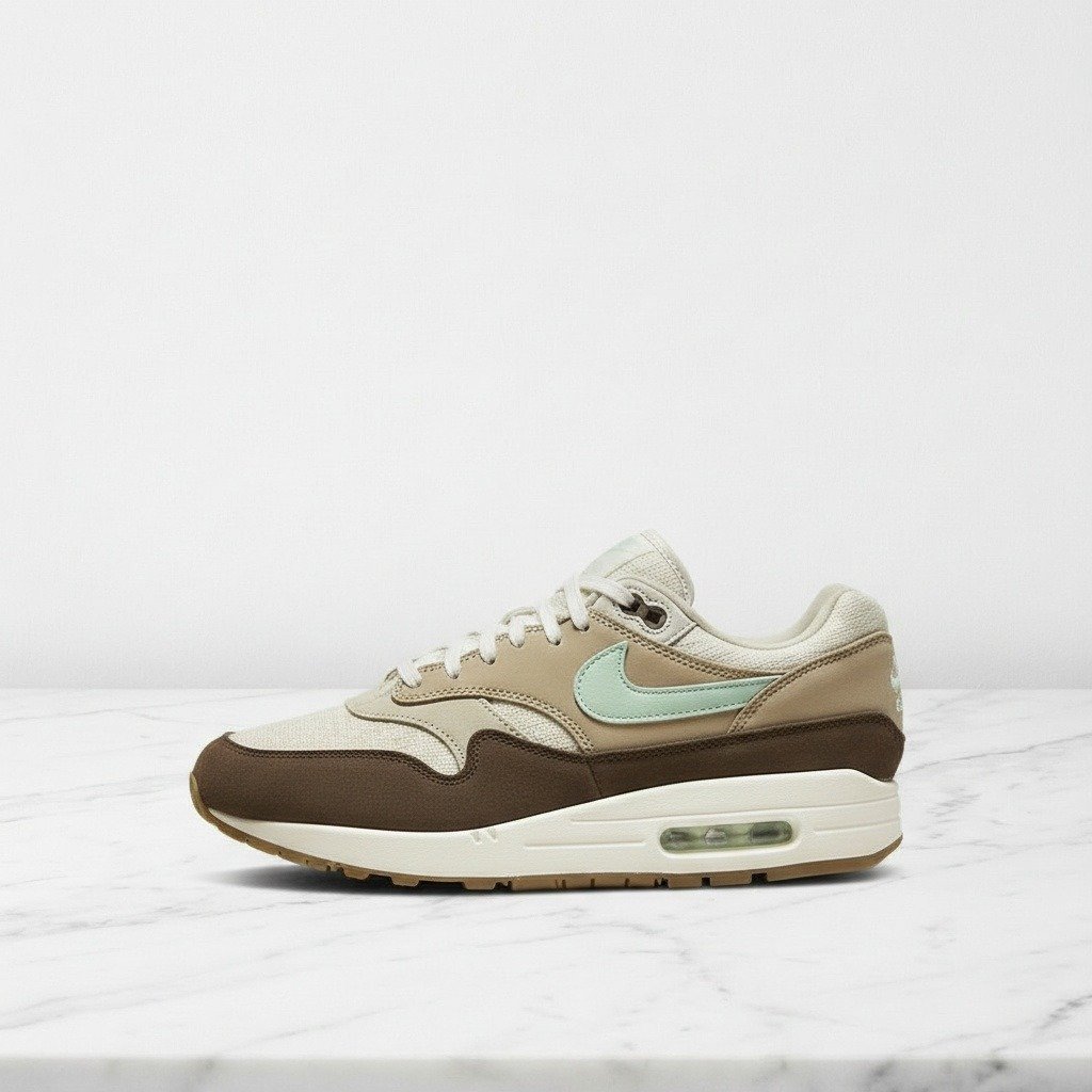 Buty Nike Air Max 1 Crepe Hemp na co dzień, wygodne sneakersy unisex, brąz i beż, zamsz i tkanina konopna FD5088-200