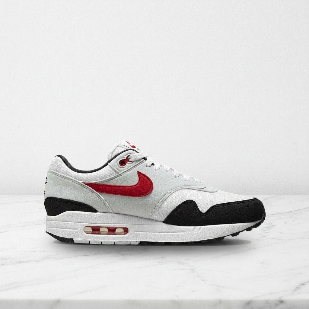 Buty Air Max 1 Chili 2.0 na co dzień, wygodne sneakersy unisex, biało-czerwone, Nike, siatka i zamsz, FD9082-101