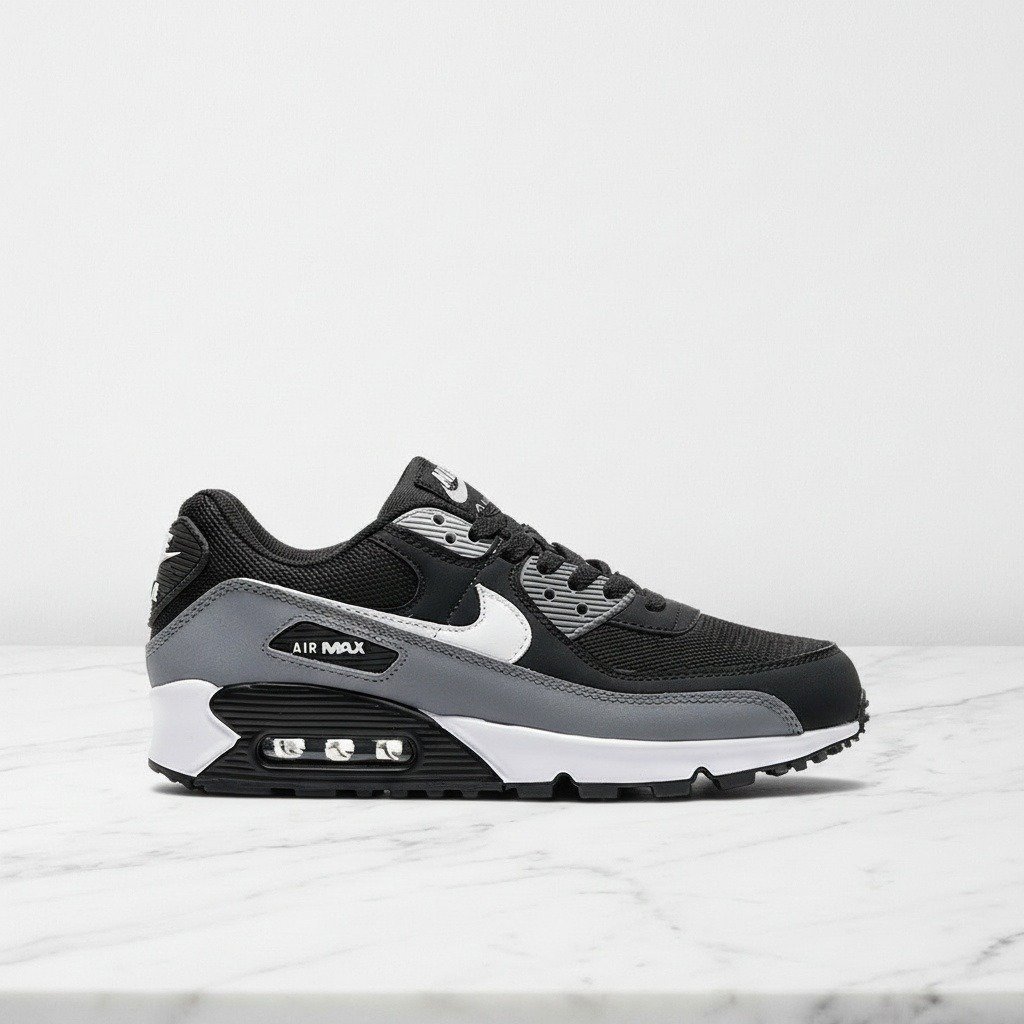 Nike Air Max 90 Essential Black, wygodne sneakersy unisex na co dzień, czarno-szare z poduszką powietrzną, AJ1285-018