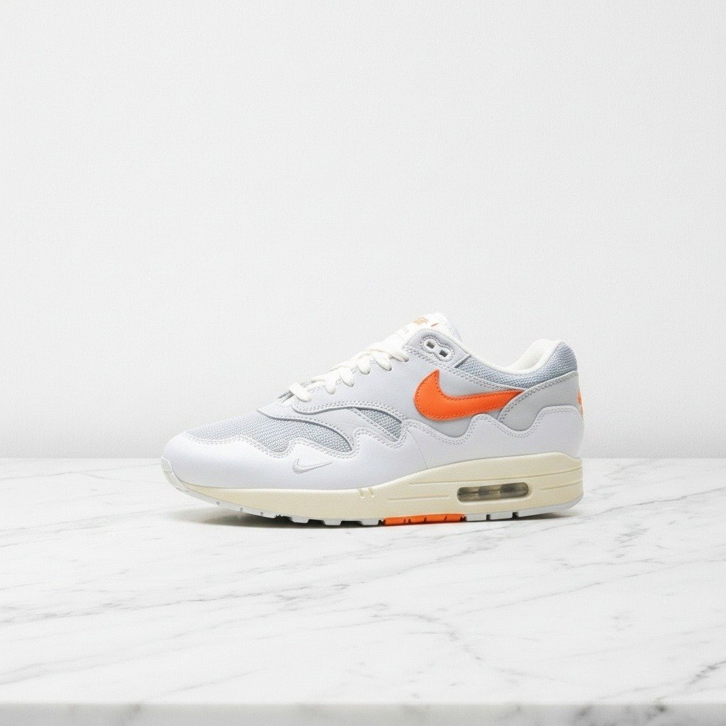 Nike Air Max 1 Patta Waves White Hyper Crimson, wygodne sneakersy unisex na co dzień, bransoletka Surinam, II7055-100