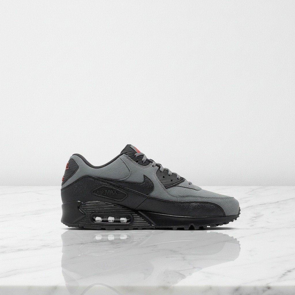 Buty Nike Air Max 90 Grey Suede na co dzień, unisex, wygodne, szaro czarne, skóra i tkanina, AJ1285-025