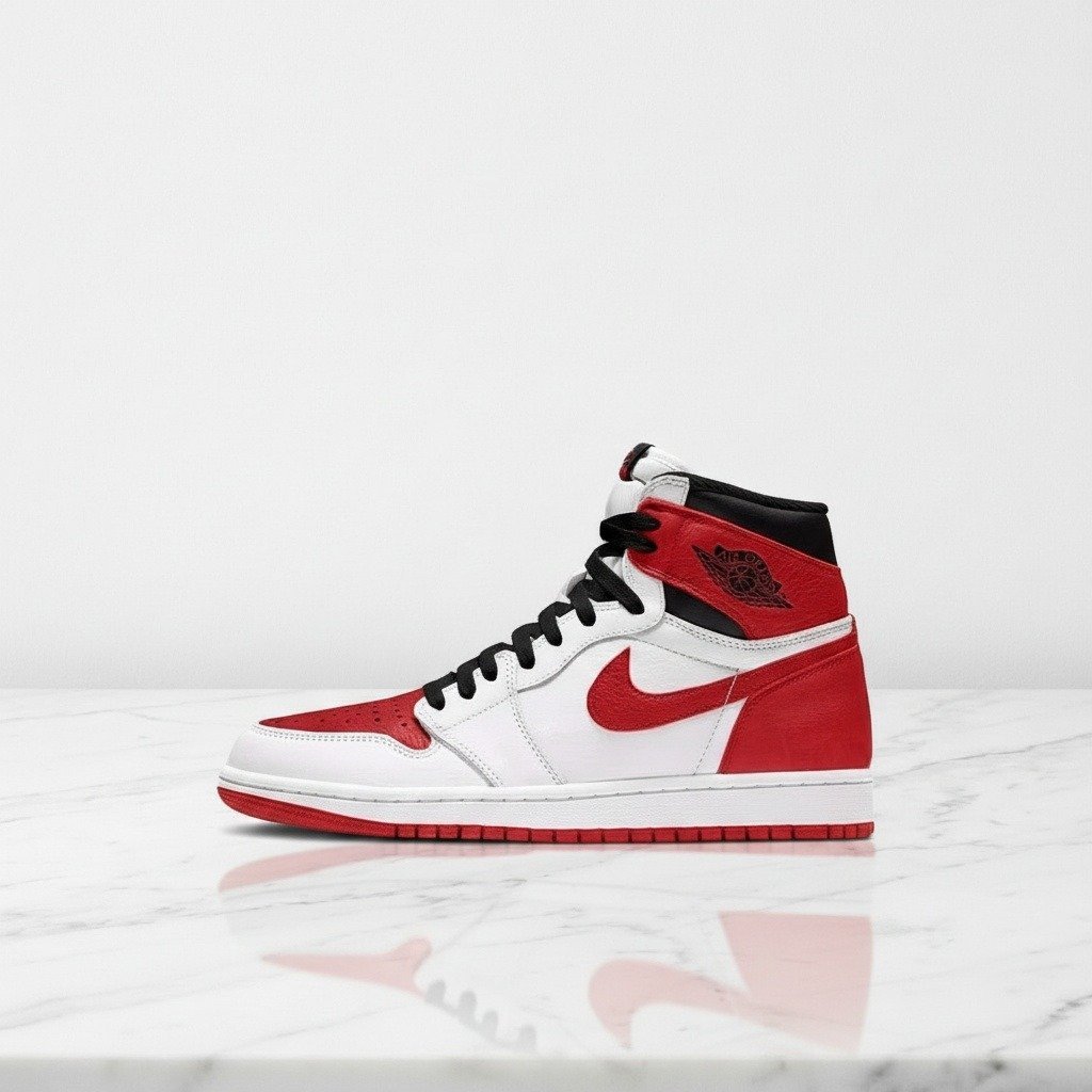 Buty Air Jordan 1 High OG Heritage dla Ciebie na co dzień, wygodne skórzane sneakersy unisex, biel i czerwień, 555088-161