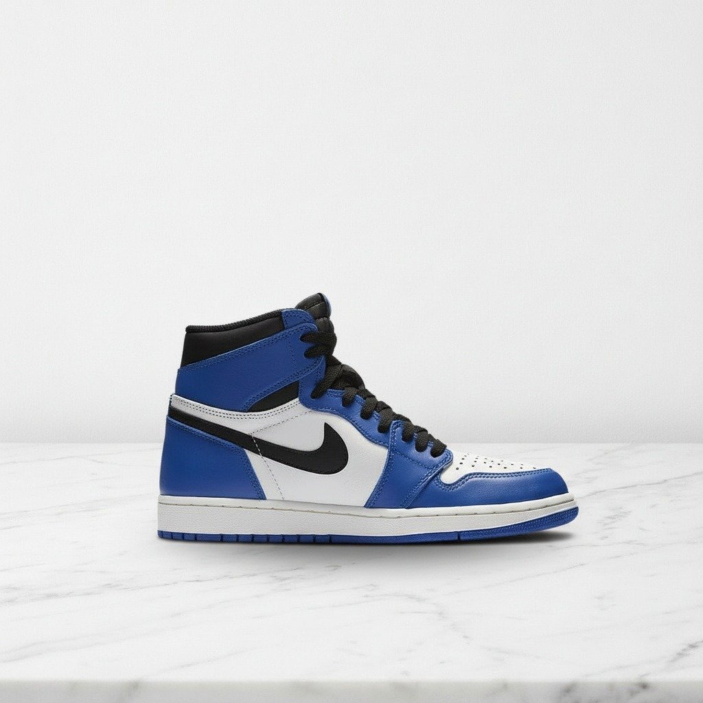 Buty Air Jordan 1 High OG Game Royal na co dzień, wygodne sneakersy unisex ze skóry, niebiesko-białe, 555088-403