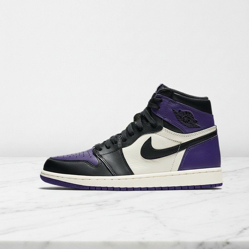 Buty Air Jordan 1 High OG Court Purple na co dzień, unisex, wygodna amortyzacja Nike Air, skórzana cholewka, 555088-501