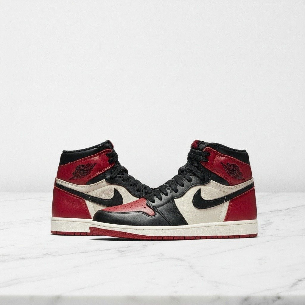 Buty Air Jordan 1 High OG Bred Toe na co dzień, wygodne sneakersy unisex, czerwono-czarne, skóra 555088-610