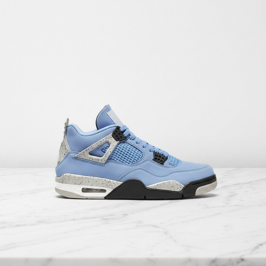 Buty Air Jordan 4 UNC wygodne sneakersy unisex na co dzień, błękitne z szarym, zamsz CT8527-400
