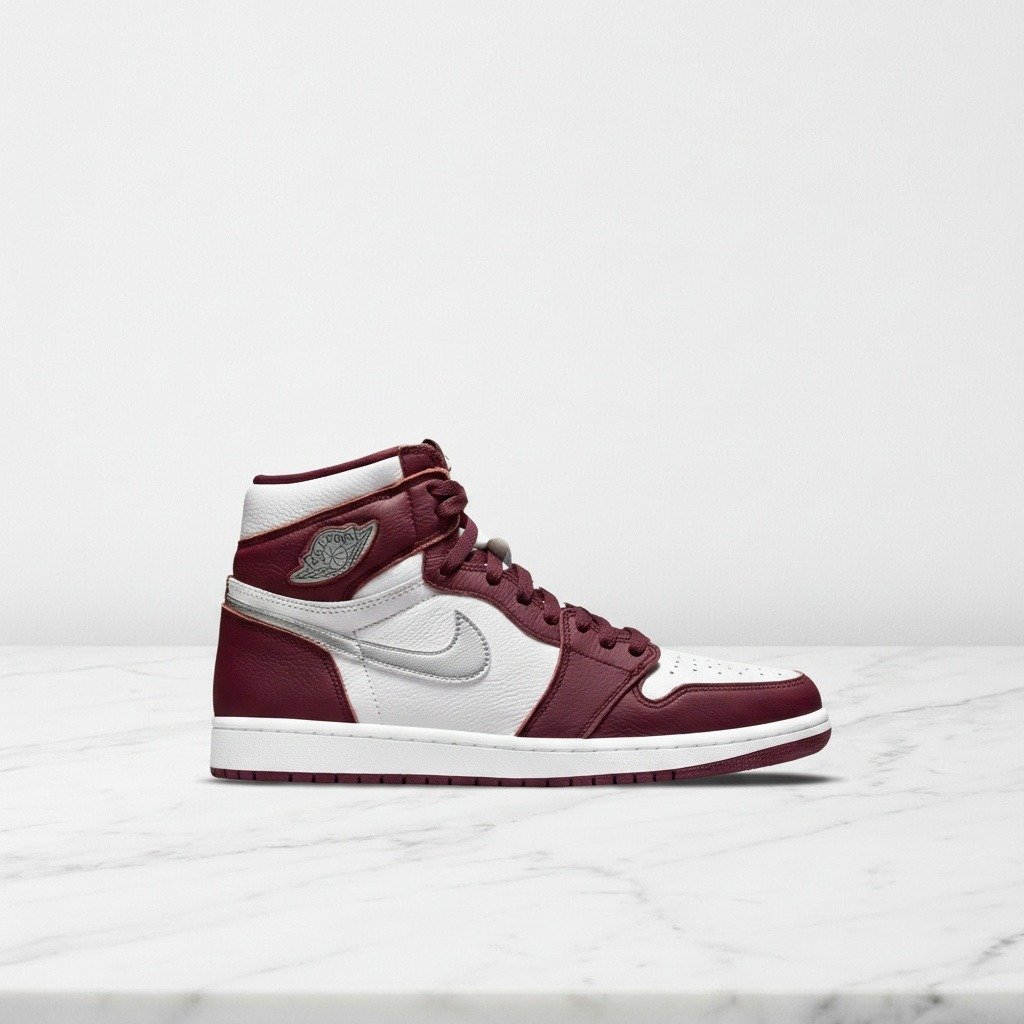 Buty Air Jordan 1 High OG Bordeaux, unisex, na co dzień, wygodna skórzana cholewka i amortyzacja pięty, bordowo biały 555088-611