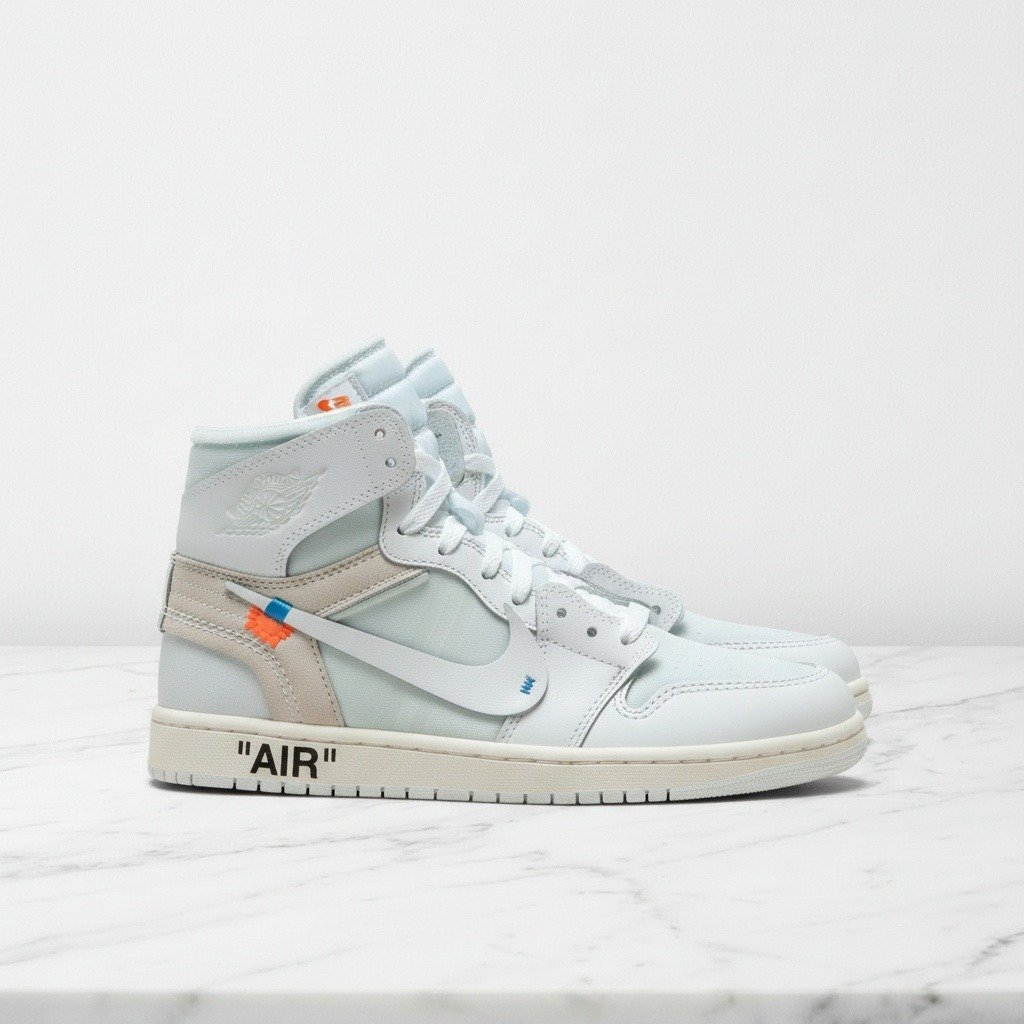 Buty Air Jordan 1 High x Off-White Euro Release na co dzień, wygodne sneakersy unisex, biało-beżowe, skóra i siatka AQ0818-100