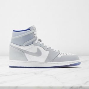 Buty Air Jordan 1 High Zoom Racer Blue, unisex, wygodne na co dzień, biało-szare, skóra i siatka, Zoom Air w pięcie CK6637-104