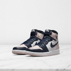 Buty Air Jordan 1 High OG Atmosphere, wygodne na co dzień, skórzana cholewka i miękki kołnierz, unisex, różowo-granatowe, DD9335-641
