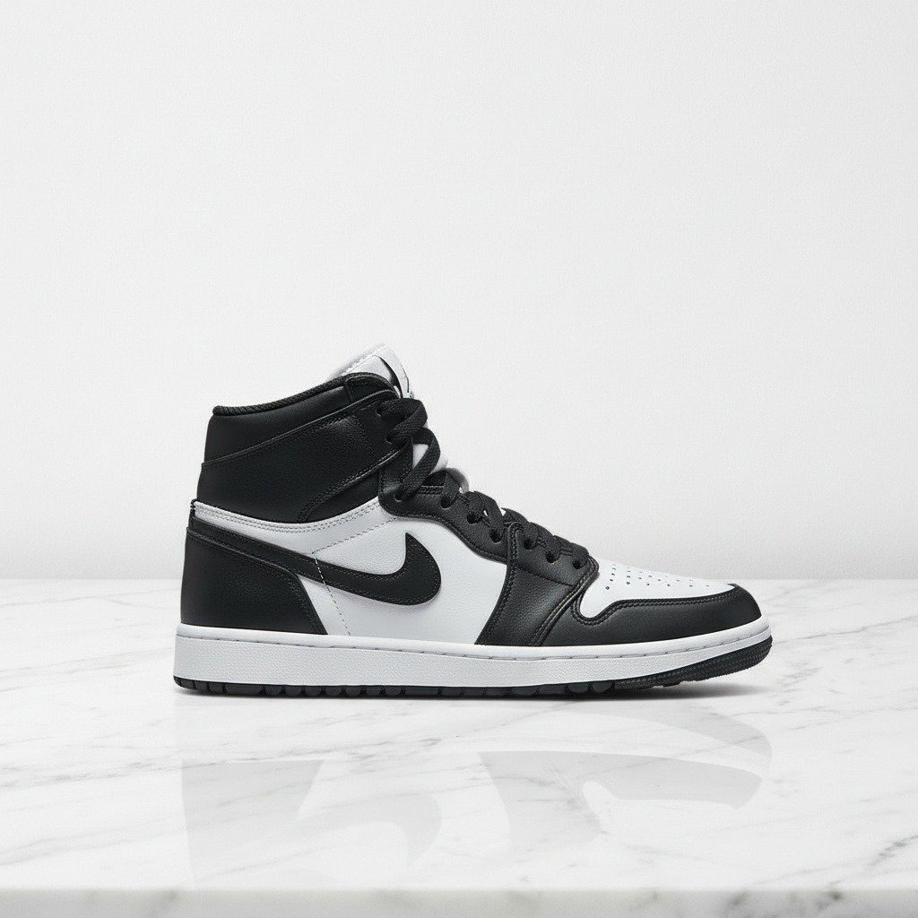Buty Air Jordan 1 High Golf Black White Panda na co dzień, unisex, skóra, wygodne na cały dzień, DQ0660-101