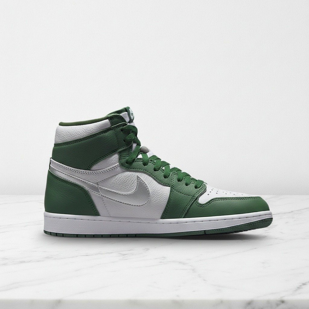 Buty Air Jordan 1 High OG Gorge Green na co dzień, zielono-białe, wygodne, unisex, skórzane, DZ5485-303