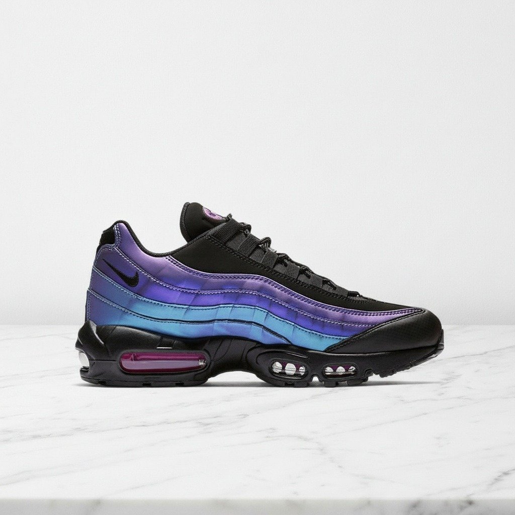 Nike Air Max 95 Throwback Future Black, wygodne sneakersy unisex na co dzień, czarno fioletowe, amortyzacja Max Air 538416-021