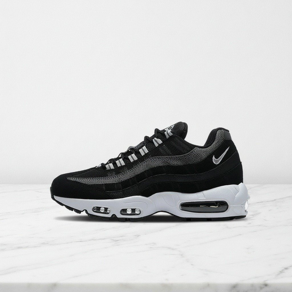 Nike Air Max 95 Black Pure Platinum, wygodne sneakersy unisex na co dzień, czarno-szary zestaw do wielu stylizacji, DM0011-009