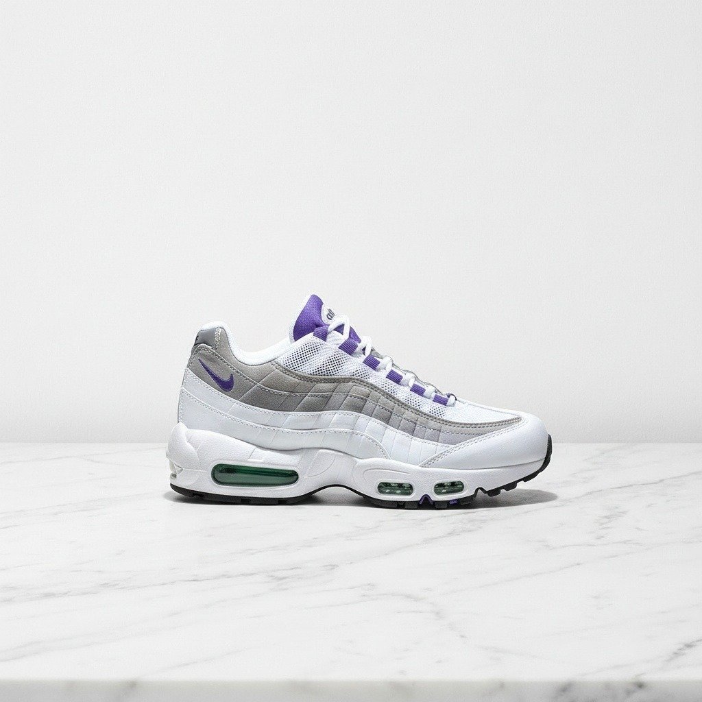 Buty sportowe męskie Nike Air Max 95 Big Bubble, biało-szare, wygodne na co dzień, skóra i siatka, HJ5996-100