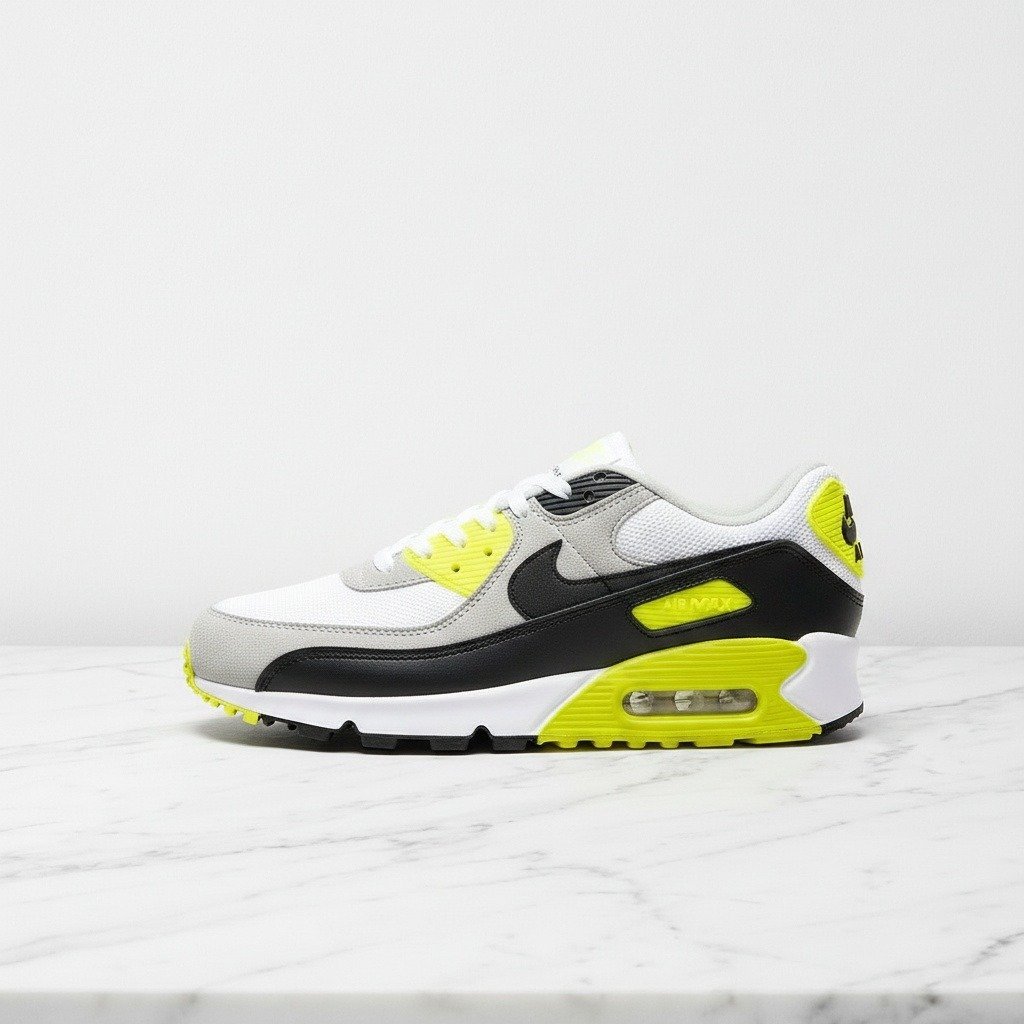 Buty Nike Air Max 90 Volt na co dzień, unisex, wygodna amortyzacja Air, biało żółte, idealne do jeansów, CD0881-103