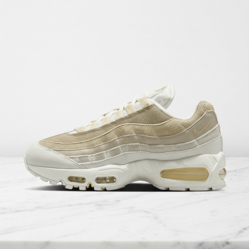 Nike Air Max 95 Big Bubble w kremowym beżu, buty na co dzień dla faceta, miękka amortyzacja pod stopą, IB6396-104