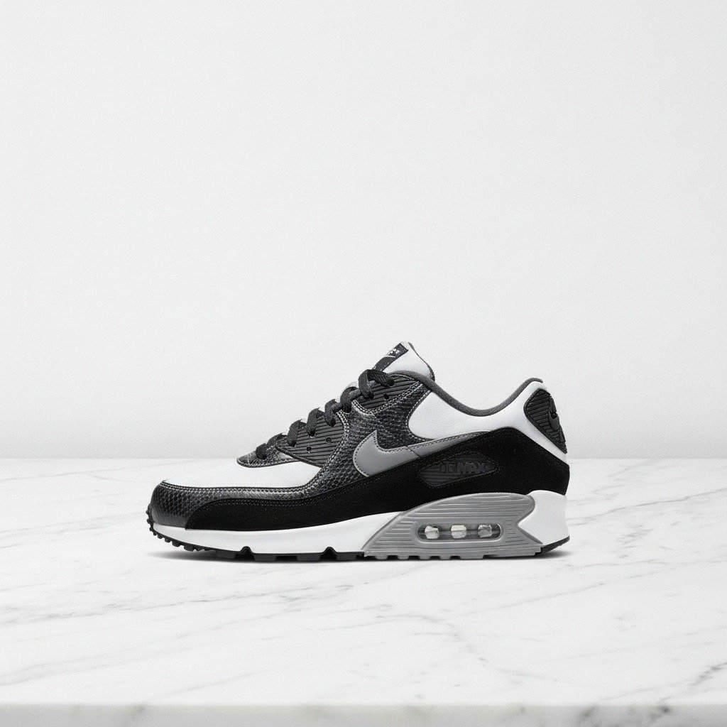Buty Nike Air Max 90 QS Grey Python, wygodne sneakersy unisex na co dzień, skóra i zamsz, CD0916-100