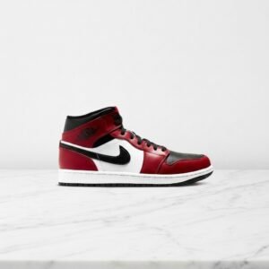 Buty Air Jordan 1 Mid Black Toe na co dzień, wygodne sneakersy unisex, czerwień i czerń, 554724-069