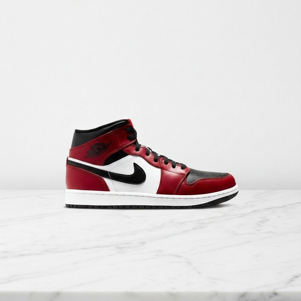 Buty Air Jordan 1 Mid Black Toe na co dzień, wygodne sneakersy unisex, czerwień i czerń, 554724-069