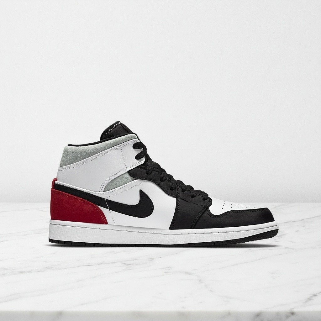 Sneakersy Air Jordan 1 Mid SE Black Toe, unisex, na co dzień, skóra i zamsz, czarno-białe, wygodna amortyzacja 852542-100