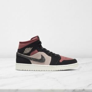Buty Air Jordan 1 Mid Canyon Rust na co dzień, wygodne sneakersy unisex, czarno-beżowe, skóra i zamsz BQ6472-202