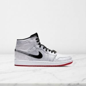 Buty Air Jordan 1 Mid Fearless Edison Chen Clot Silk na co dzień, unisex, biało-czerwone, skóra i tkanina CU2804-100