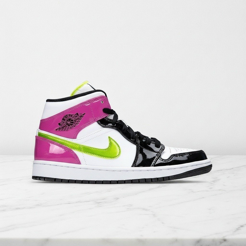 Buty Air Jordan 1 Mid SE na co dzień, różowo-czarne, wygodny pluszowy kołnierz, unisex CZ9834-100