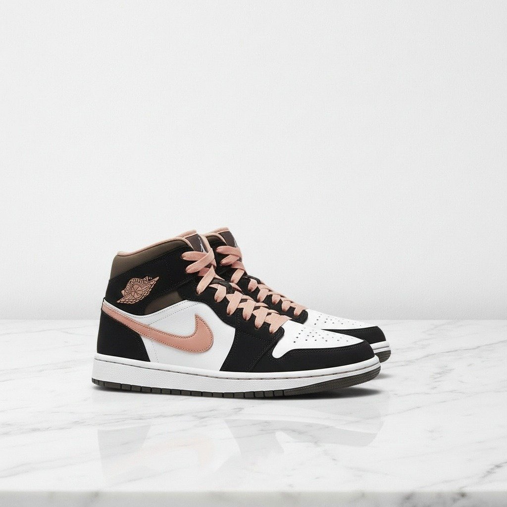 Buty Jordan 1 Mid SE Peach Mocha na co dzień, unisex, wygodna cholewka mid, czarno brzoskwiniowe akcenty DH0210-100