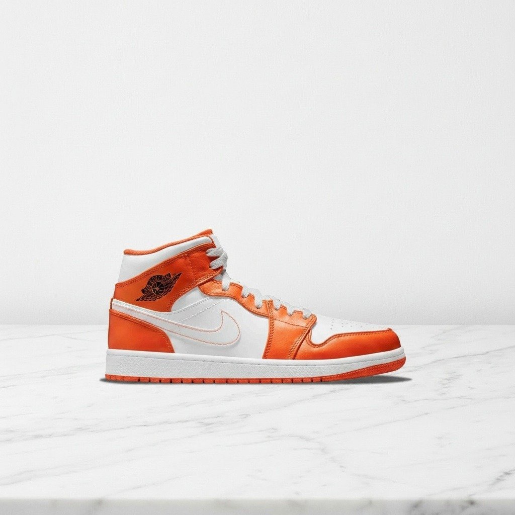 Buty Air Jordan 1 Mid SE w kolorze pomarańczowo białym, wygodne na co dzień, unisex, Electro Orange DM3531-800