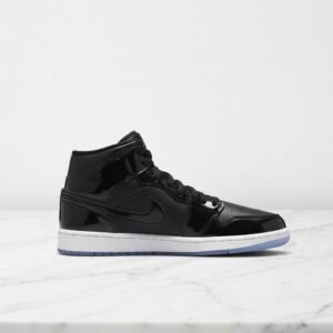 Air Jordan 1 Mid SE Space Jam, buty unisex na co dzień, czarno-fioletowe, wygodne, skórzane DV1308-004