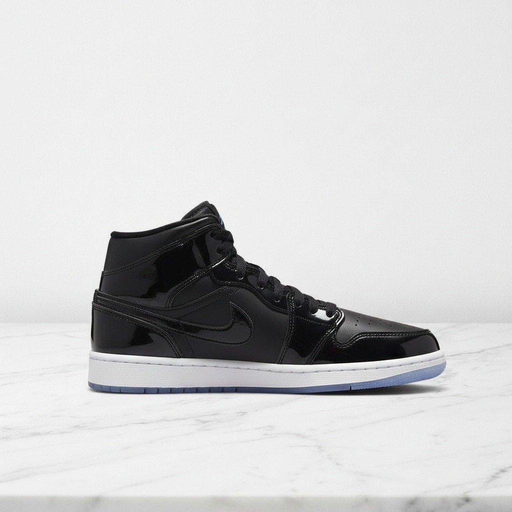Air Jordan 1 Mid SE Space Jam, buty unisex na co dzień, czarno-fioletowe, wygodne, skórzane DV1308-004